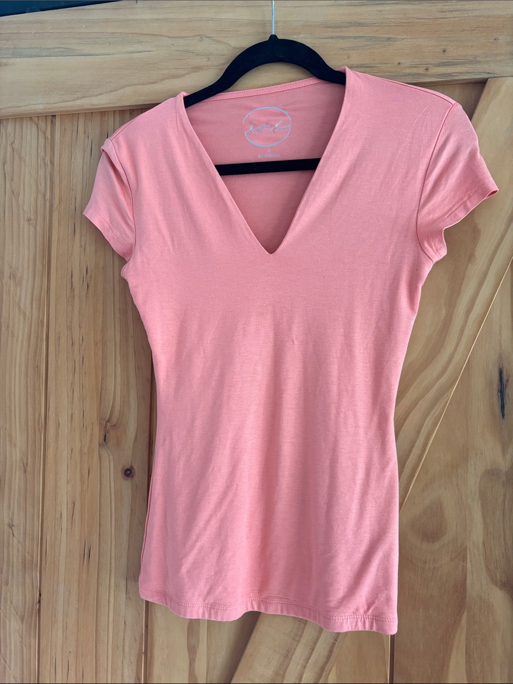INC International Concepts Coral V-Neck Short Sleeve Tee